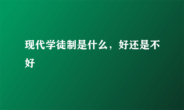 现代学徒制是什么，好还是不好