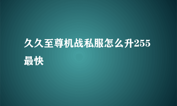 久久至尊机战私服怎么升255最快