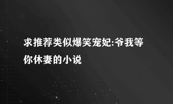 求推荐类似爆笑宠妃:爷我等你休妻的小说