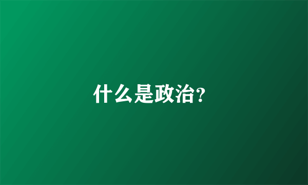 什么是政治？