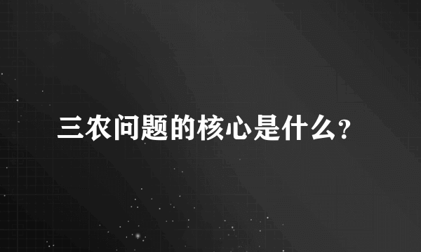 三农问题的核心是什么？