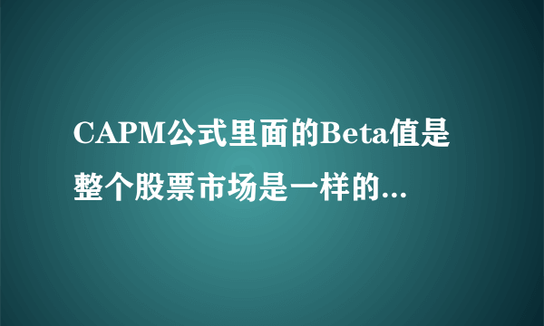 CAPM公式里面的Beta值是整个股票市场是一样的，还是说一个公司一个Beta值？