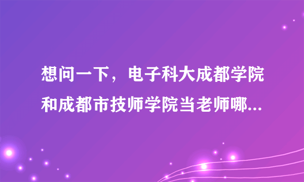 想问一下，电子科大成都学院和成都市技师学院当老师哪个待遇更好些，未来发展怎么样？