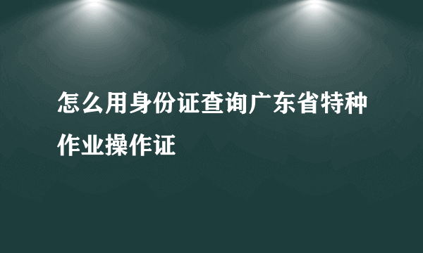 怎么用身份证查询广东省特种作业操作证