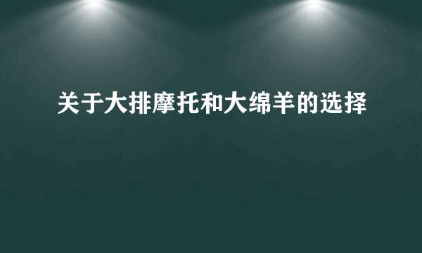 关于大排摩托和大绵羊的选择