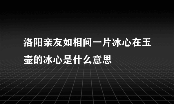 洛阳亲友如相问一片冰心在玉壶的冰心是什么意思