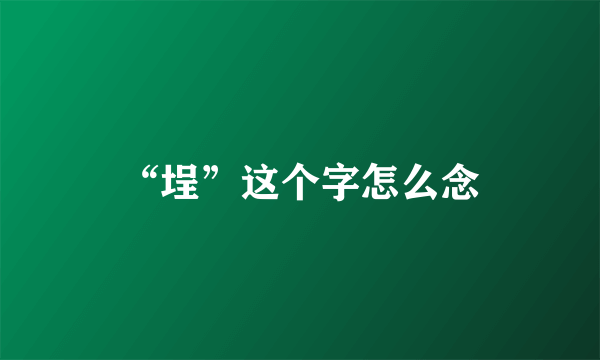 “埕”这个字怎么念