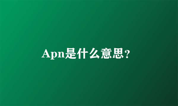 Apn是什么意思？