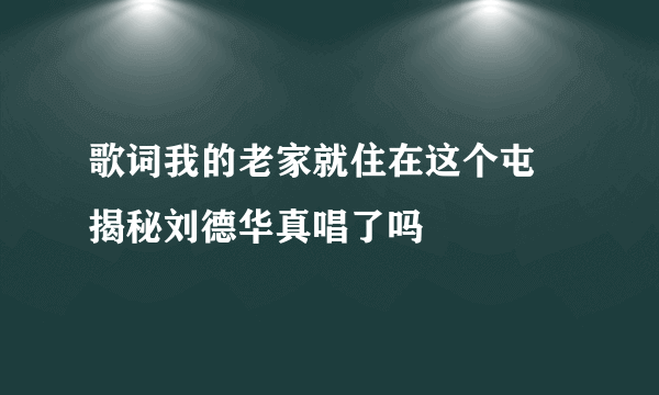 歌词我的老家就住在这个屯 揭秘刘德华真唱了吗