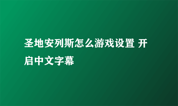 圣地安列斯怎么游戏设置 开启中文字幕