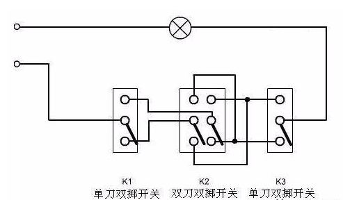 求助一灯三控开关接线图