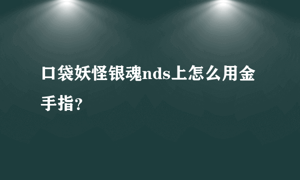 口袋妖怪银魂nds上怎么用金手指？