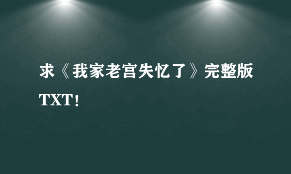 求《我家老宫失忆了》完整版TXT！