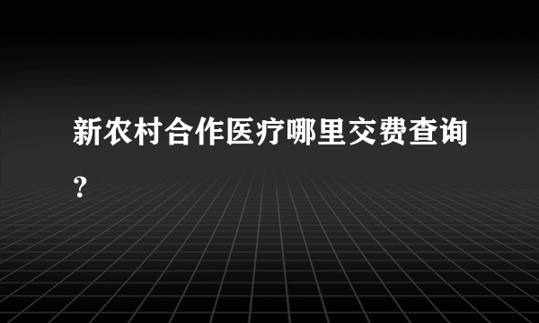 新农村合作医疗哪里交费查询？