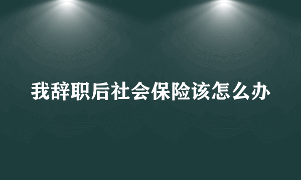 我辞职后社会保险该怎么办