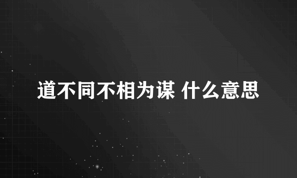 道不同不相为谋 什么意思