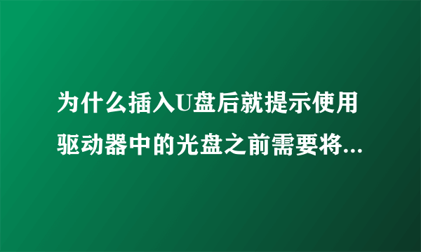 为什么插入U盘后就提示使用驱动器中的光盘之前需要将其格式化，而且