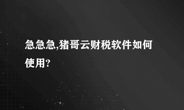 急急急,猪哥云财税软件如何使用?