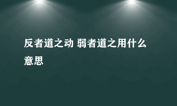 反者道之动 弱者道之用什么意思