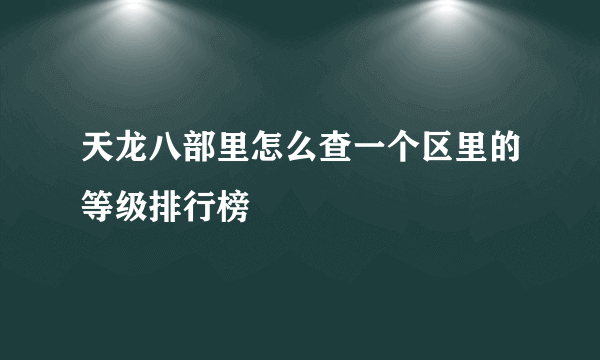 天龙八部里怎么查一个区里的等级排行榜