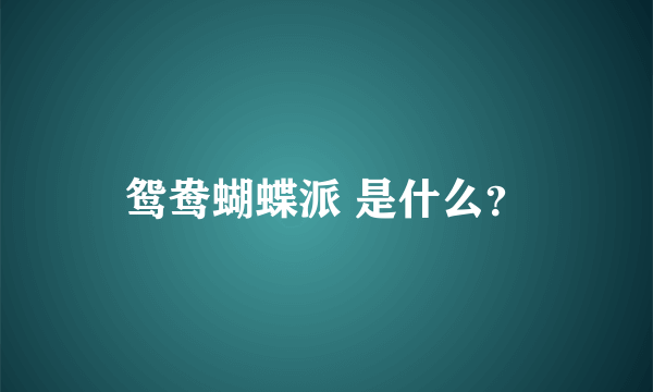 鸳鸯蝴蝶派 是什么？