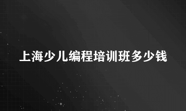 上海少儿编程培训班多少钱