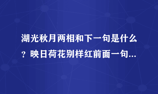 湖光秋月两相和下一句是什么？映日荷花别样红前面一句是什么？