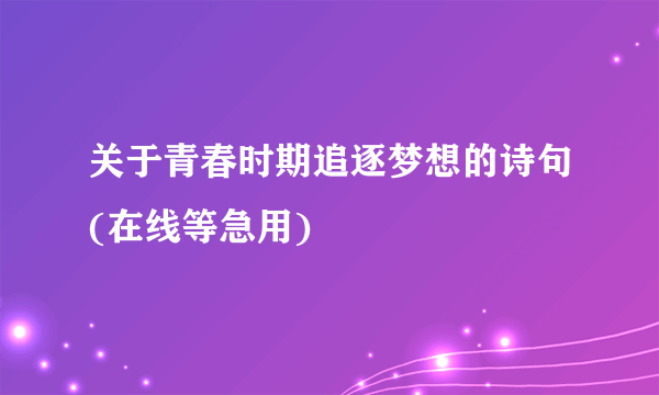 关于青春时期追逐梦想的诗句(在线等急用)