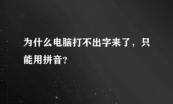 为什么电脑打不出字来了，只能用拼音？