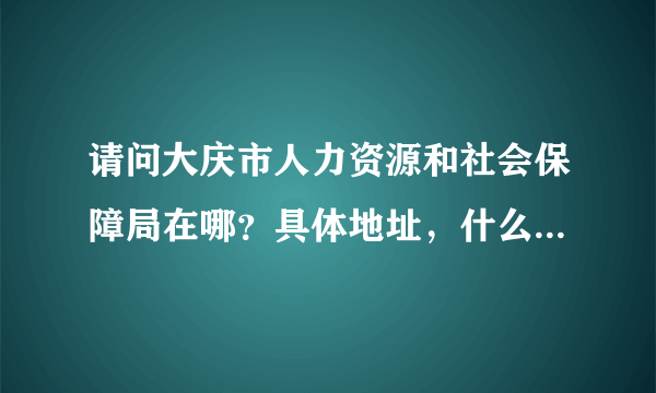 请问大庆市人力资源和社会保障局在哪？具体地址，什么区什么号街等等，谢谢大家！