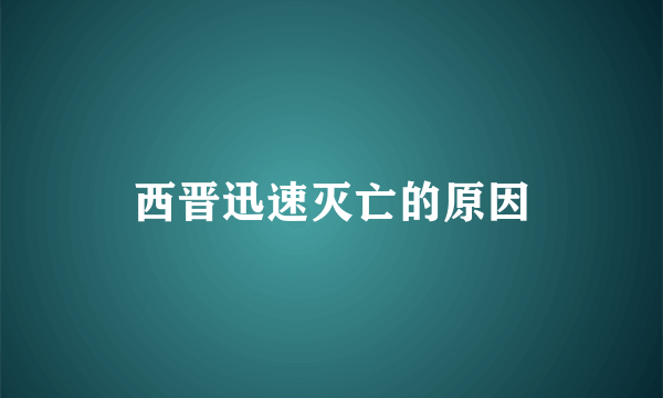 西晋迅速灭亡的原因