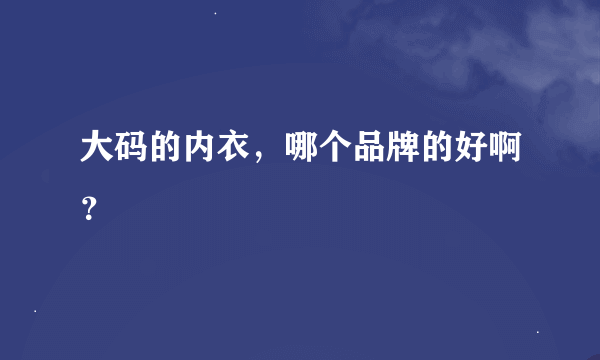 大码的内衣，哪个品牌的好啊？