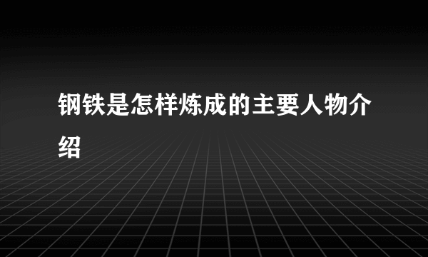 钢铁是怎样炼成的主要人物介绍