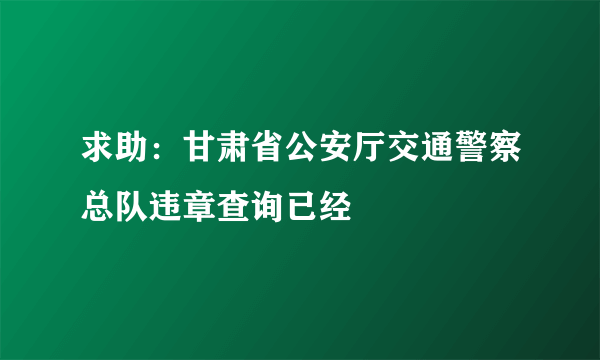 求助：甘肃省公安厅交通警察总队违章查询已经