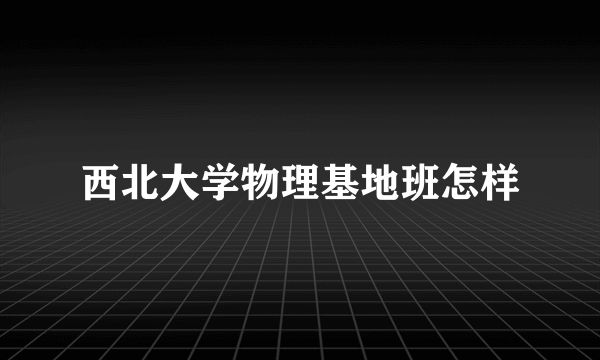 西北大学物理基地班怎样