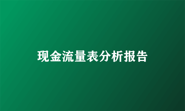 现金流量表分析报告