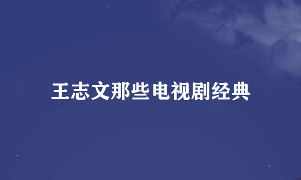 王志文那些电视剧经典