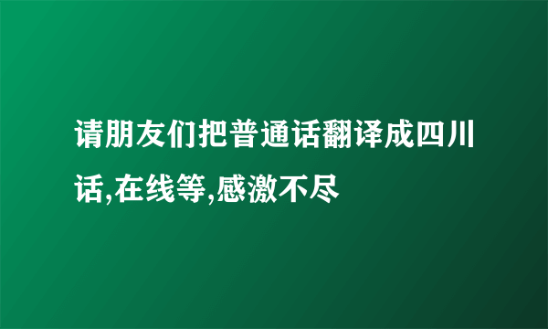 请朋友们把普通话翻译成四川话,在线等,感激不尽