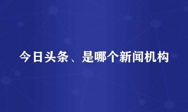 今日头条、是哪个新闻机构