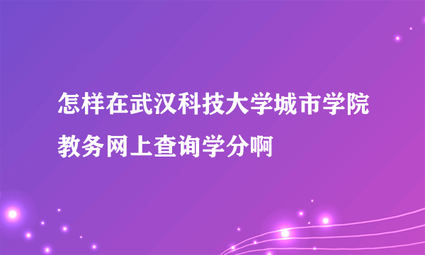 怎样在武汉科技大学城市学院教务网上查询学分啊