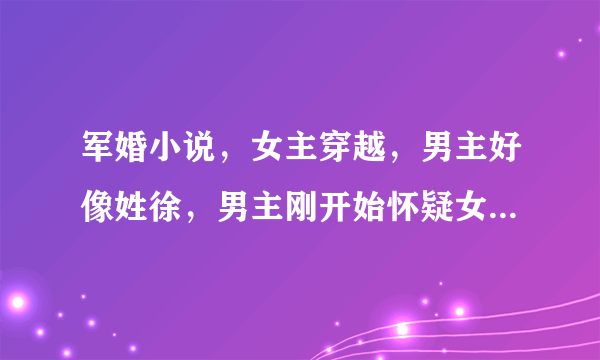 军婚小说，女主穿越，男主好像姓徐，男主刚开始怀疑女主是卧底。