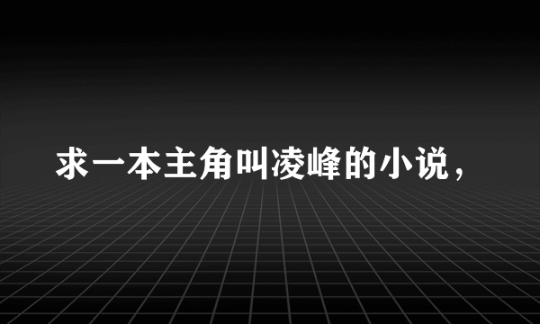 求一本主角叫凌峰的小说，