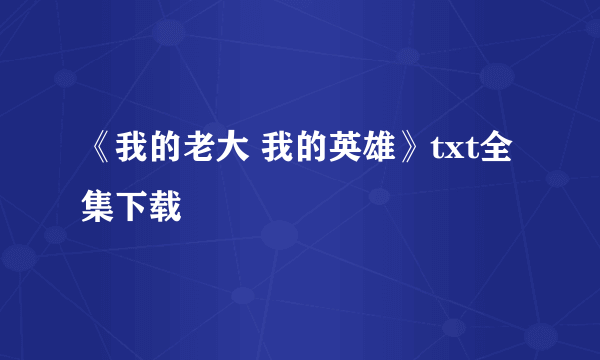 《我的老大 我的英雄》txt全集下载