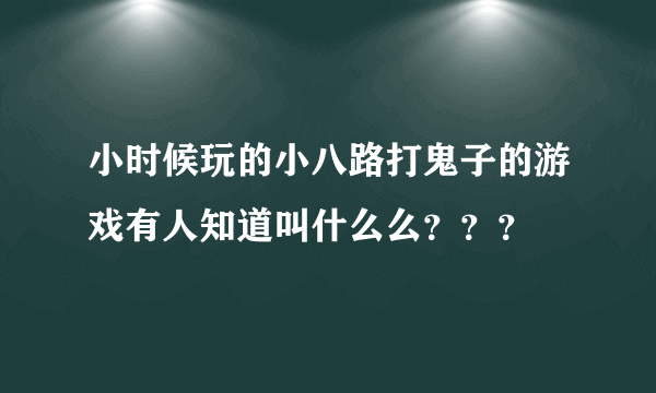 小时候玩的小八路打鬼子的游戏有人知道叫什么么？？？