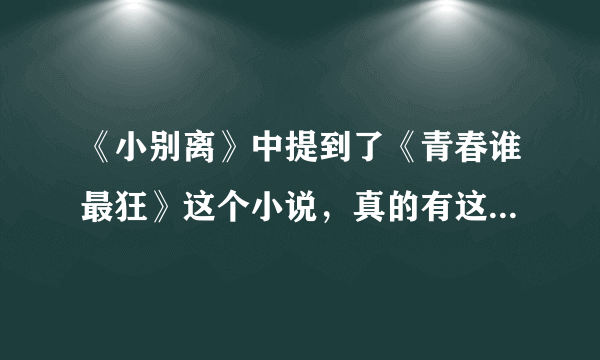 《小别离》中提到了《青春谁最狂》这个小说，真的有这部小说吗？