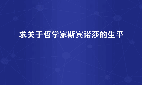 求关于哲学家斯宾诺莎的生平