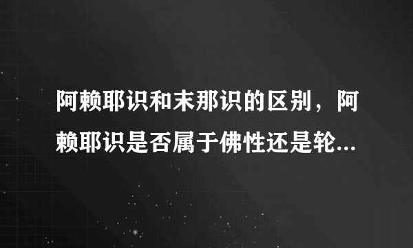 阿赖耶识和末那识的区别，阿赖耶识是否属于佛性还是轮回之主体？第九识又是怎么回事？