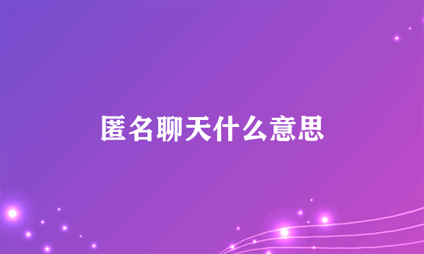 匿名聊天什么意思