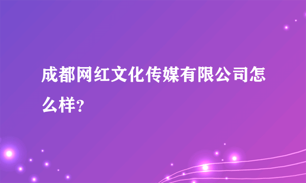 成都网红文化传媒有限公司怎么样？