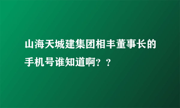 山海天城建集团相丰董事长的手机号谁知道啊？？